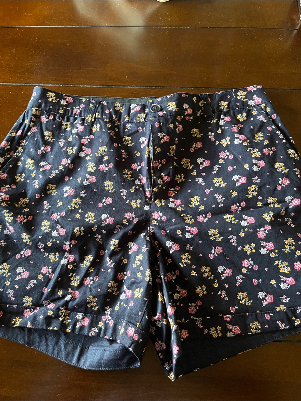 Lane Bryant Chino collection shorts. Blue with flowered print.